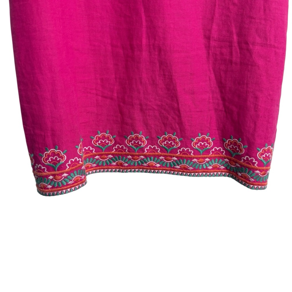 HATLEY Portia Linen Embroidered Sanibel Shells Shift Dress in Pink Size XL/XG - Picture 5 of 9